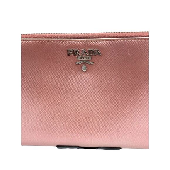 HOT! Prada Pink Metallic Saffiano Lux Leather Continental Wallet*EUC - Picture 2 of 16